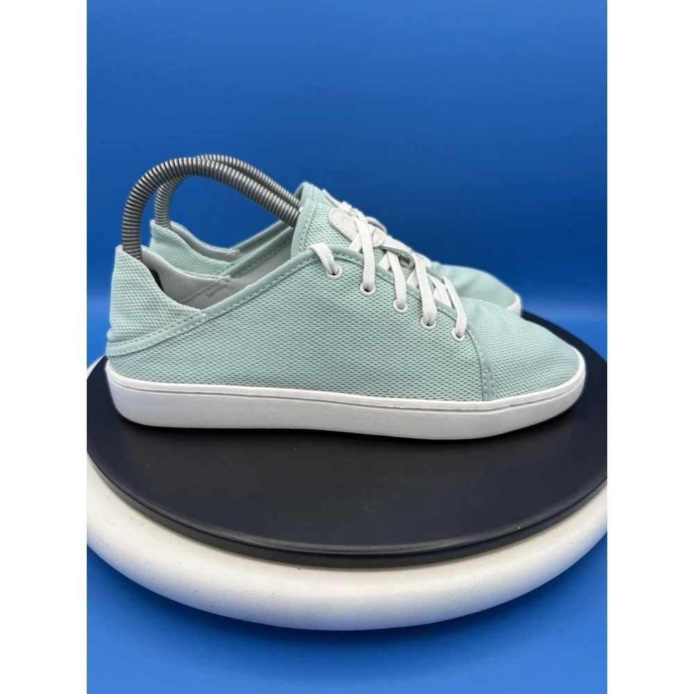 Olukai Pehuea Li Womens Size 8.5 Pale Aqua White Casual Lace Up Slip On‎ Shoes